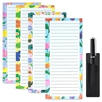 Yajesy 4 Pack Magnetic Shopping List Pad for Fridge, To Do List Pad Totally 200 Sheets Tear off Magnetic Notepad for Fridge, 21 x 8.5 cm