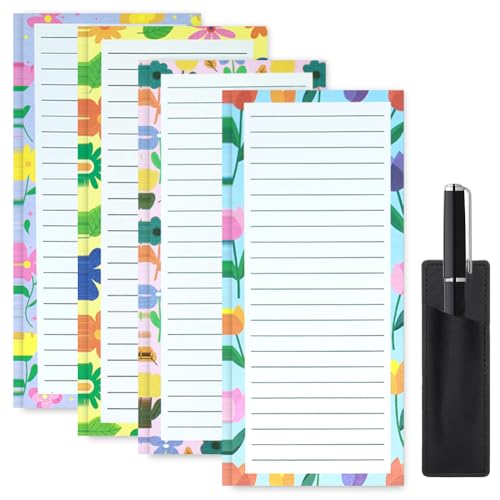 Yajesy 4 Pack Magnetic Shopping List Pad for Fridge To Do List Pad Totally 200 Sheets Tear off Magnetic Notepad for Fridge 20 x 8.8 cm