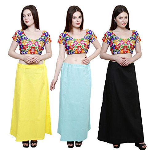 Image of Pistaa combo of 3 Women's Cotton Best Indian Readymade Inskirt Saree petticoats