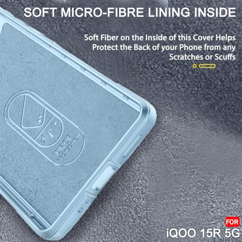 Image of TheGiftKart Liquid Silicon Back Cover Case for iQOO 15R 5G | Shockproof Military Grade Protection | Micro-Fibre Cloth On Inner Side | Built-in Anti-Slip Grip iQOO 15R Back Cover (TPU, Blue Silver)
