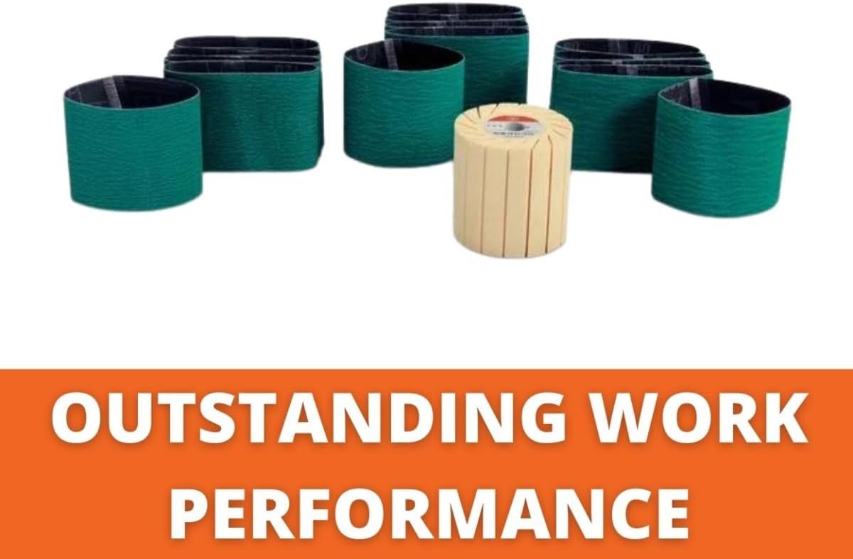 Fein Stainless Steel Grinding Set for Flat Materials - 16-Piece Kit for Smooth Finishes, Includes Expansion Roller and 15 Abrasive Sleeves (60, 80, 120 Grits) - 63806192020