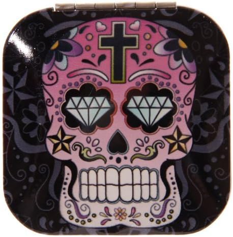 Lauren Billingham Day of the Dead Skull Compact Mirror (square with black background) by Lauren Billingham