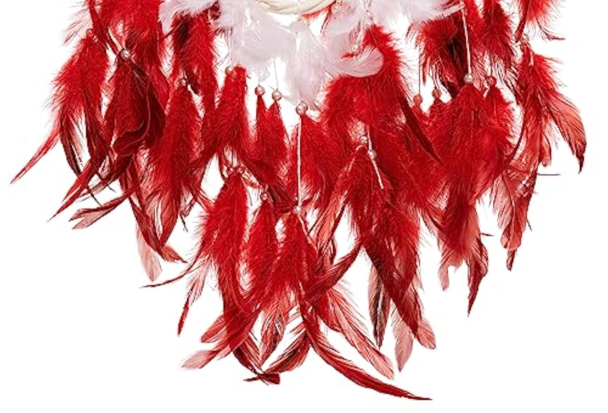 Large Rattan Dream Catcher with Natural Feathers and ABS Crystals