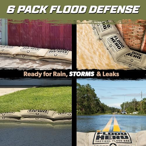 Image of Flood Hero 2 x 1 ft Water Activated Sandbags - 6 Pack Flood Bag Barriers