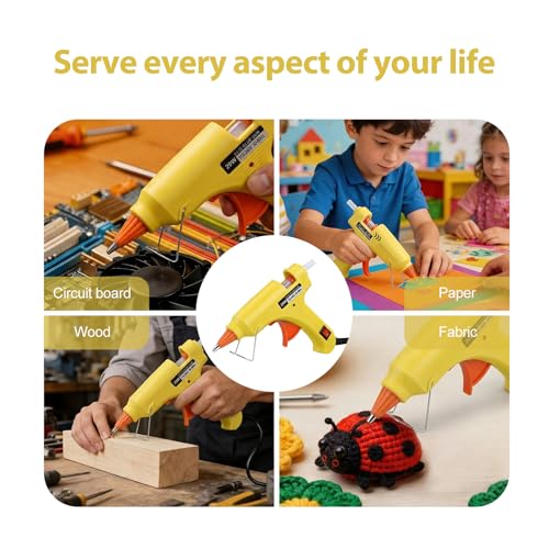 Image of Mini Hot Glue Gun 10pcs Glue Stick Hot Glue Gun Set For Quick Repair Artist DIY Art Home 20w Yellow