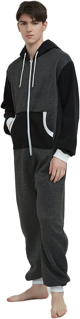 Laahoem Unisex Adult Pajamas Hooded Men Women Jumpsuit Zip Sportwear - Image 4