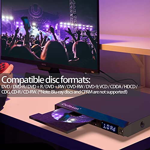 Dvd Player, Dvd Players For Tv, All Region Free Compact Dvd Player, Microphone Jack, Av Output & Usb Input, Pal/Ntsc Auto-Switch System, Av Connect With Rca Cable And Remote Control #TOP1