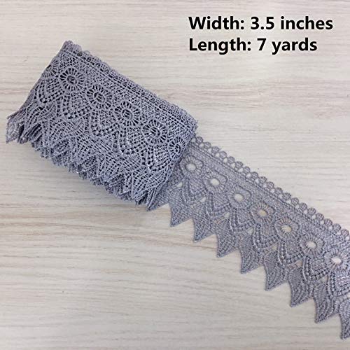 image for LEMOSUGAR 7 Yards Wide Lace Trims Lace Ribbon by The Yard Floral Vinta
