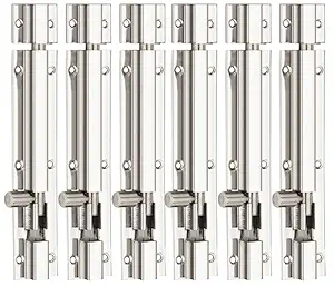 S-GUARD Premium Stainless Steel Tower Bolt | Push to Close| Door Security | Door and Window Fitting Door Security for Bedroom, Kichen, Office, Bathroom (6 inch)