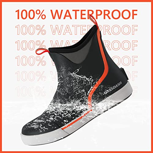 Image of BASSDASH Men's 6 inch Waterproof Deck Boots with Breathable Lining Anti-slip Neoprene Rubber Ankle Rain Boots for Fishing Boating