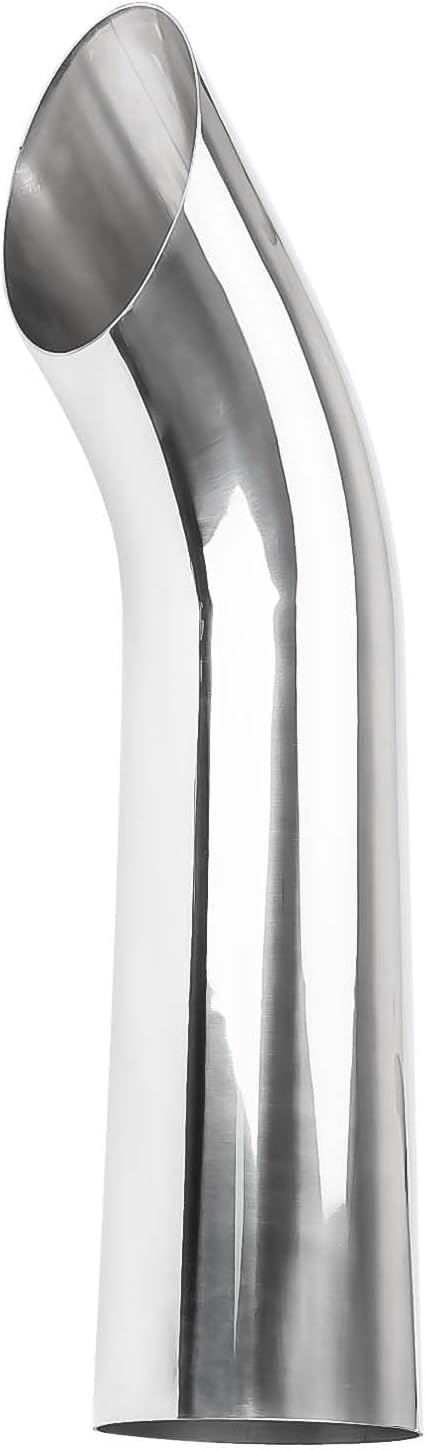 KAX Smoker Exhaust Stack Tip, 1Pc Silver, 5" Inlet × 5" Outlet × 24" Long Stainless Steel Miter Angle Cut Diesel Smoker Exhaust Stack Tip