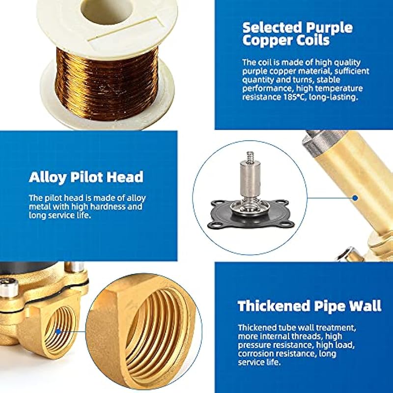Brass Electric Solenoid Valve 110V 1/2In(inch) Pneumatic Air Normally Colsed for Water Gas Fuel Oil, 1/2In-110V 1/2"-110V 상세이미지 3