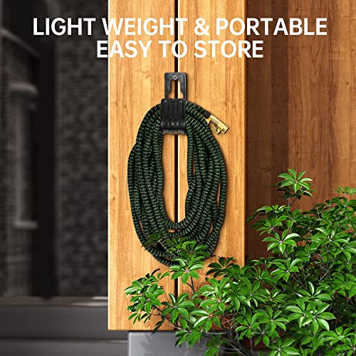 Garden Hose Expandable 100ft, Water Hose With 10 Function Spray Nozzle, Heavy Duty Flexible Hose,3/4\" Solid Brass Connectors,Lightweight No-Kink Flexible Water Hose（Black Green） - Thumbnail 7