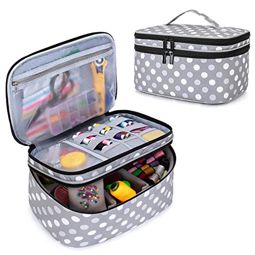 Luxja Organizador de Accesorios de Costura, Organizador de Suministros de Costura de Doble Capa para...
