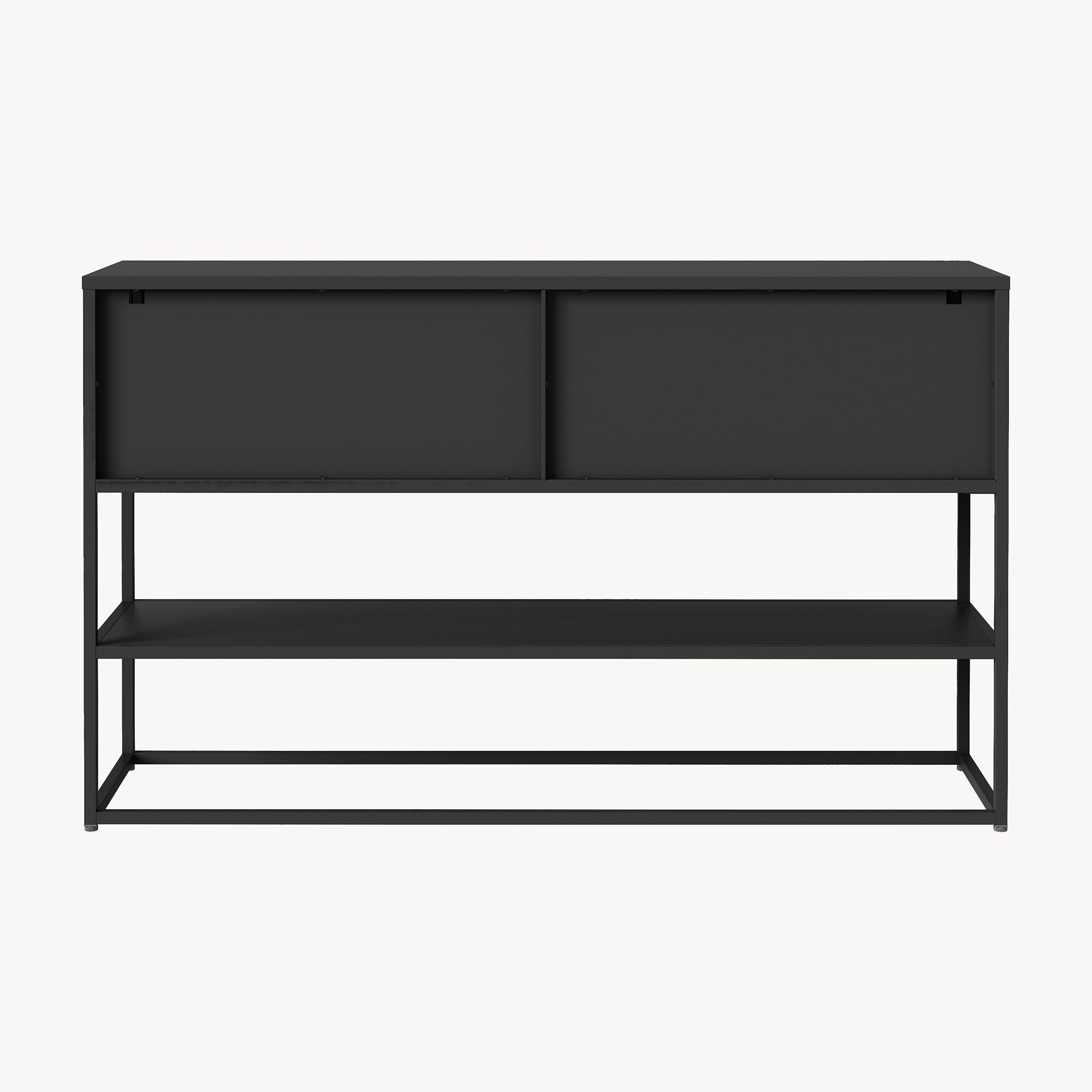 [en.casa] Sideboard Säkylä Vitrine Mehrzweckschrank 150 x 38 x 90 cm Vitrinenschrank mit 4 Glastüren 2 Fächern und 1 Ablage für Wohnzimmer Esszimmer Flur Schwarz