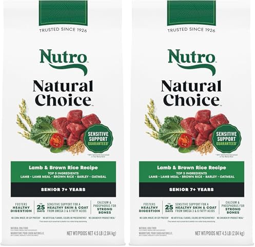 Nutro Natural Choice Senior Dog Food, Lamb & Brown Rice Recipe, 4.5 lb. Bag (Pack of 2)