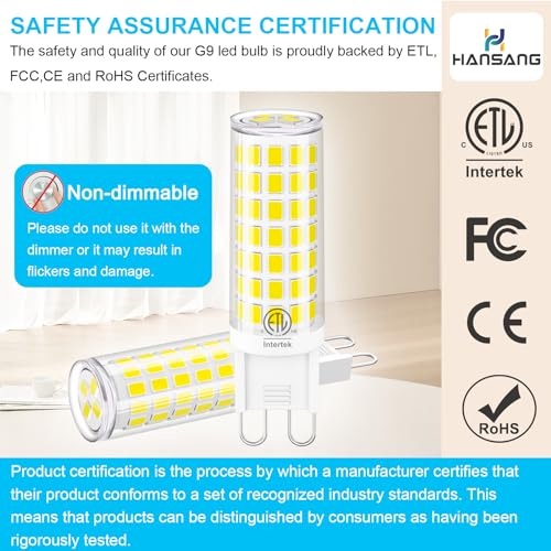 Hansang ZXFD G9 Led Light Bulb,6W Chandelier Light Bulbs (60W Halogen Equivalent),88Pcs Led,6000K Daylight White,Non-Dimmable,G9 Bi Pin Base,360 Degrees Beam Angle,600Lm,Pack Of 6 thumb #5