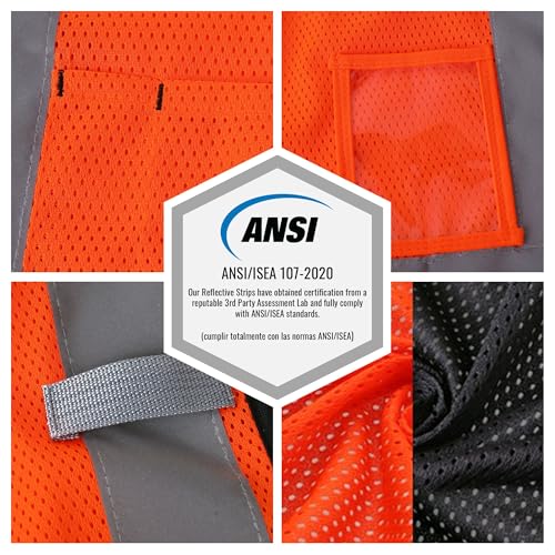 Image of JKSafety Safety Vest for men women Hi Vis Vest with Pockets and Zipper High Visibility Meet ANSI Standard(BX310