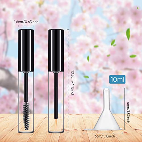 Patelai 12Pcs 10ml Empty Mascara Tubes Set Includes 4 Eyelash Serum Container Bottles, 4 Liquid Eyeliner Containers, 4 Funnels for Castor Oil DIY Mascara Empty Eyelash Serum Tube Set2