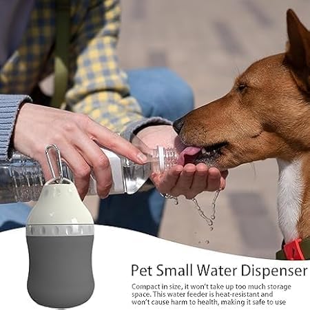 Image of Cawypety Dog Water Bottle for On The Go - Portable Pet Water Bottle for Dog Cat Outdoor Walking Hiking Travel (Grey., 400ml)