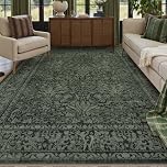 Lahome Floral Washable 8x10 Rugs for Living Room, Green Boho Bedroom Office Rug, Vintage Non Slip Non Shedding Stain Resistant Floor Carpet for Dining Room Home Decor