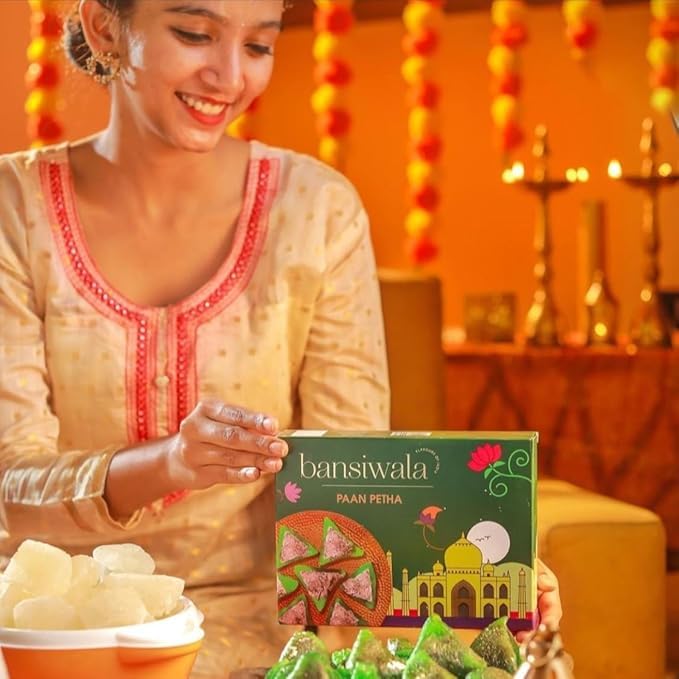 Image of Bansiwala Gulkand Paan Petha | Made in Agra | Filled with Gulkand | Indian Mithai | 250 gm | Pack of 2