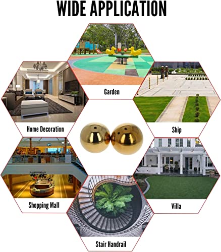 Yinpecly 63Mm Dia Gazing Ball 201 Stainless Steel Metal Balls Mirror Globe Polished Shiny Sphere For Home, Garden, Gold 2Pcs #TOP6