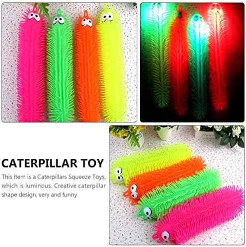 STOBOK 2PCS Luminous Stretchy Caterpillars Flashing Light Up Caterpillars Toys Stress Balls Toy for Adults and