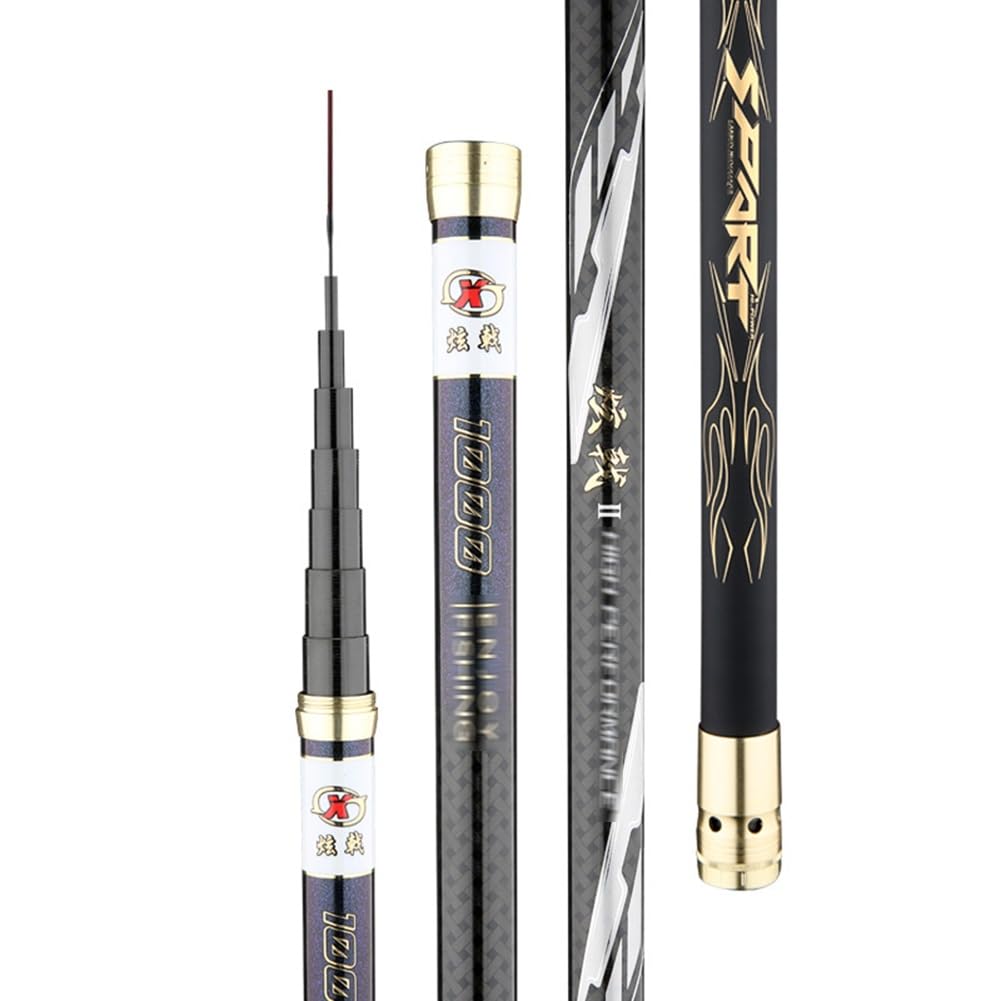 Canna da Pesca telescopica ad Alto Carbonio, 10-15 m, Canna Super Rigida a Sezione Lunga, Canna Manuale ad Alte Prestazioni(12m)