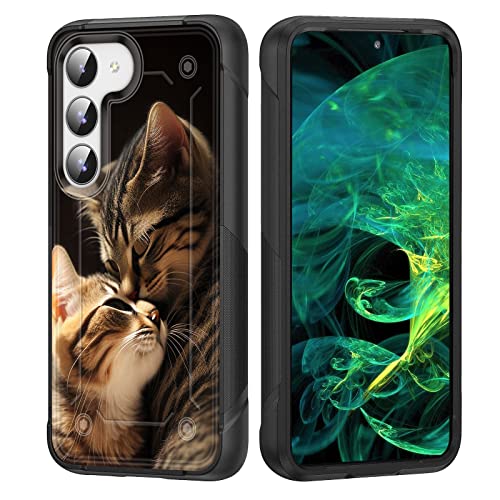 wiaekosef for Galaxy S23 Plus Case,Heavy Duty Dual Layer Hard PC & Soft Silicone Rugged Bumper Shockproof Protective Case for Samsung Galaxy S23 Plus 6.6 Inch,Cat Mom Kissing Her Kitten