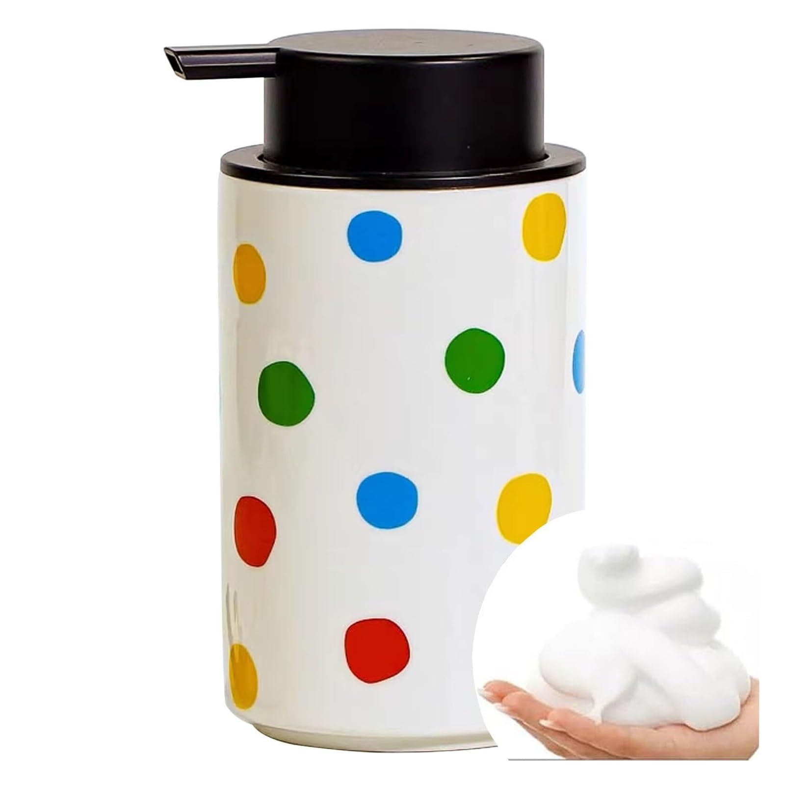 Friendshiphome Colored Polka Dot With Foam Pump Dish Foaming Soap Dispenser Colorful Polka Dot With Removable Pump Bathroom Stuff
