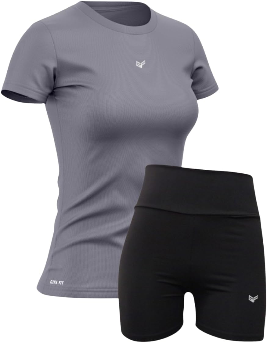 Conjunto Academia Feminino: Camiseta Dry Fit + Short Academia Fitness