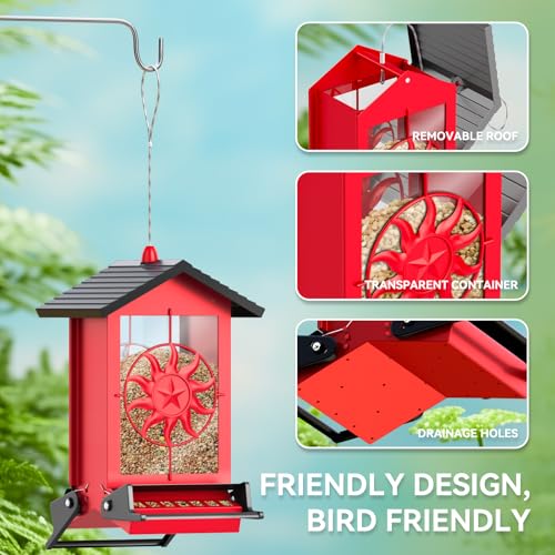 Squirrel Proof Bird Feeders for Outdoors, 5LBS Large Capacity Metal Wild Bird Feeder with Bilateral Weight-Activated Perches, Anti Squirrel Bird Feeders for Outside Finch, Cardinal, Blue Jay by Buteafly - Image 5