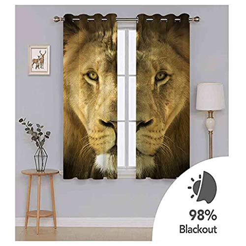 Rideaux occultants de qualité supérieure en polyester imprimé lion 3D