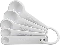 KitchenAid 5-Piece Plastic Measuring Spoons Set, White - Accurate for Wet & Dry Ingredients, Dishwasher Safe