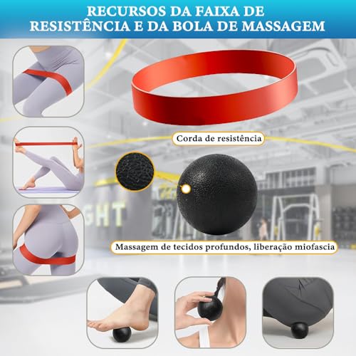 Rolo Massagem Liberação Miofascial, Kit Rolo de Liberação Miofascial, 4 em 1 Foam Roller com Bastão/