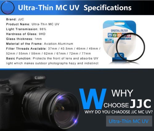 Image of JJC F-MCUV49 UV Protection Filter Digital Slim Multi-Coated Glass Filter - 49mm