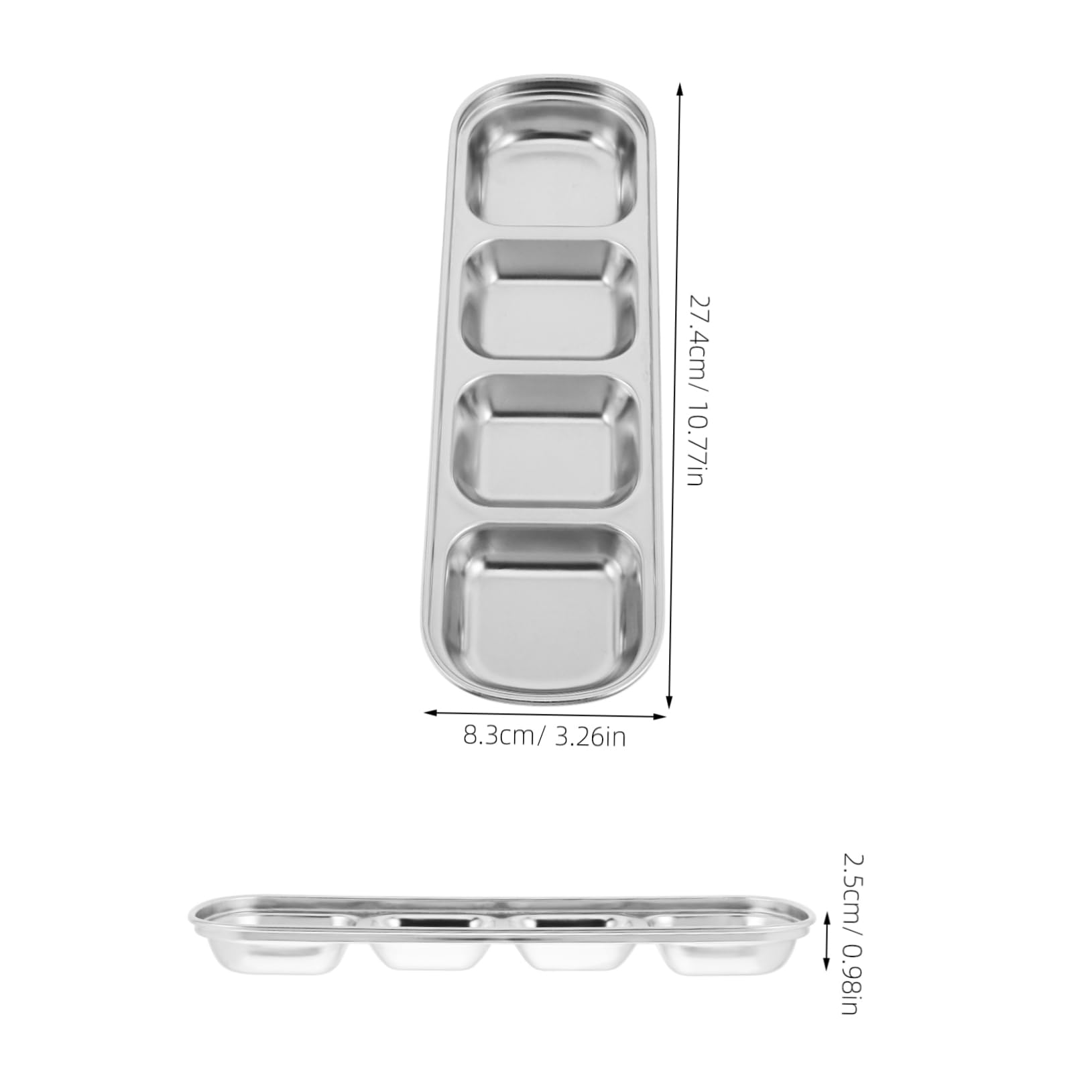 OSOLADY Korean Dinnerware Set Stainless Steel Sauce Plate Condiment Tray Western Restaurant Bbq Multicompartment