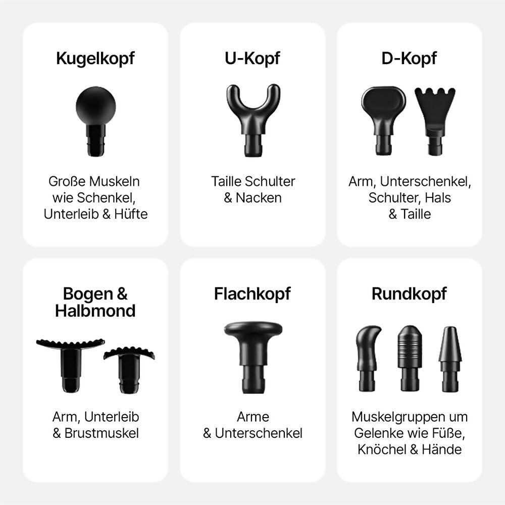 Massagepistole mit 30 Geschwindigkeiten/Massage Gun für tiefe Muskelmassage mit bis zu 3600 Impulsen/min / 10 Aufsätze für Nacken, Rücken & Körper/Mit LCD-Touchscreen