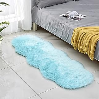 Tomifine Sheepskin Rug Faux Fur Area Rugs Faux Fleece Pad Soft Fluffy Carpet Shaggy For Bedroom Sofa Floor Living Room Decoration (60 x 90 cm,Grey)