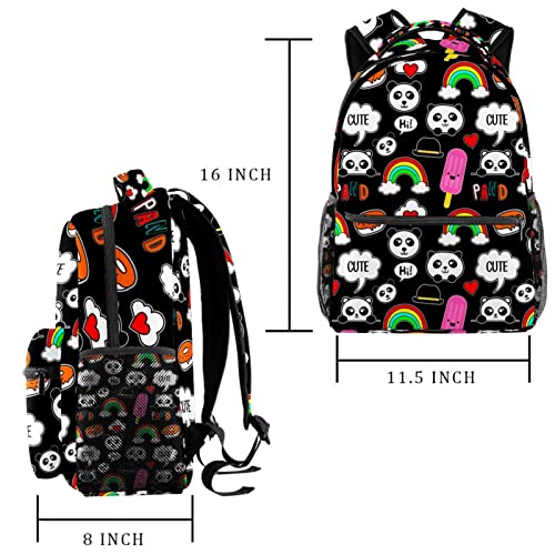 Bolsos de hombro compactos con diseño de arcoíris y pandas para acampar 2