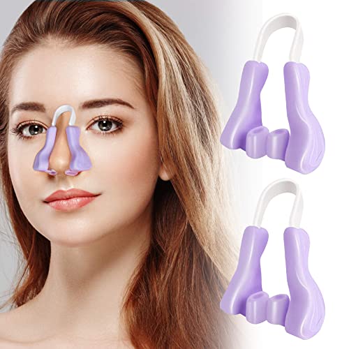 Clips de Levantar Nariz, Corrector de Nariz, 2 Pinza moldeadora de nariz sin dolor Silicona para levantar la nariz, nariz alisado clip de belleza para viajes, oficina de hotel (Morado)