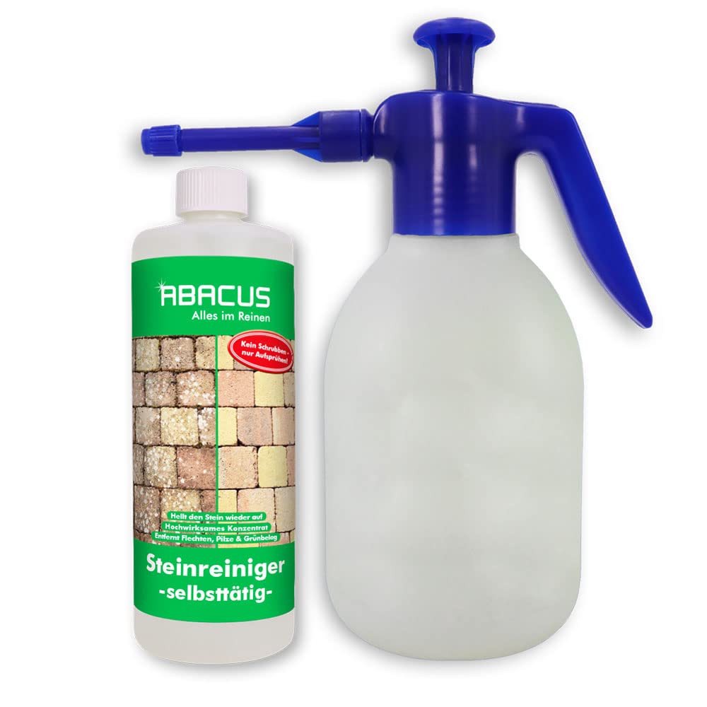 ABACUS Steinreiniger Set selbsttätiger Algenentferner & Flechtenentferner, 40% Wirkstoff
