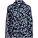 Lands' End Womens Full Zip Fleece Jacket Deep Sea Navy Stem Floral Regular Medium