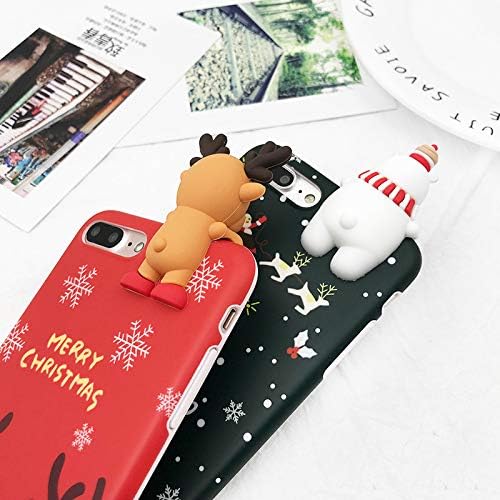 Topwin Christmas Case for iPhone 7/iPhone 8, Merry Christmas Soft TPU 3D Cute Cartoon Snowman Santa/Elk Pattern Cute Flexible Gift Case for Apple 4.7'' iPhone 7/iPhone 8(Green)