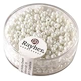 Durchmesser: 2,6 mm Rayher 1405902 Rocailles, 2,6 mm ø, opak gelüstert, weiß