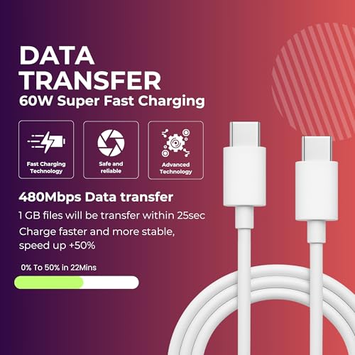 Image of AINE 30W USB-C to USB-C Fast Charging Cable Compatible with Google Pixel 8 8 Pro 7 7 Pro 7a 6a 6 6 Pro 5 - Power Delivery Type-C Cord - White | Original Charging Speed