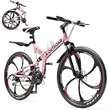 Max4out 26 inch Folding Mountain Bike, Mens and Womens, Carbon Steel Frame and 21...