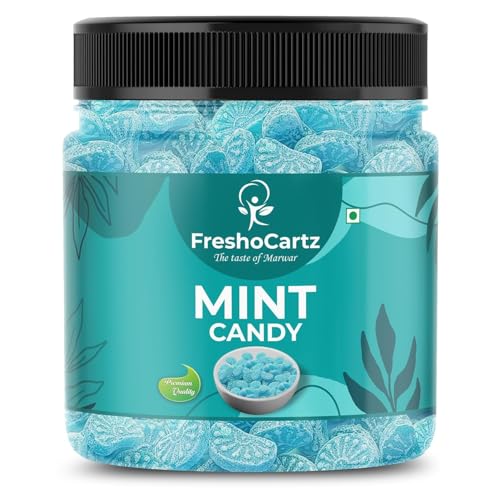 FreshoCartz Pudina Mint Candy 1KG Jar – Hard Blue Goli | Refreshing Pudina Toffee | Mouth Freshener After Meal Fresh Breath Candys | Long Lasting Minty Taste | Jar Pack (Pack of 1)