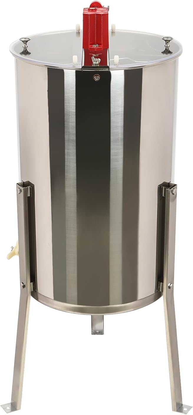 Manual Honey Extractor, 3 Frames Stainless Steel Beekeeping Extraction Honeycomb Spinner Apiary Centrifuge Equipment with Transparent Lid 38 * 60cm